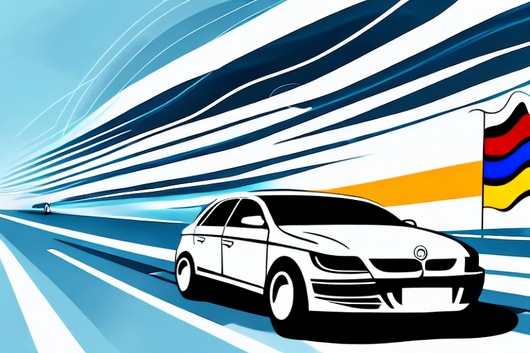 A car on a german autobahn with a sound wave emanating from it