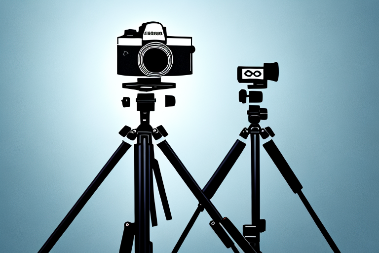 A camera on a tripod capturing a scenic landscape