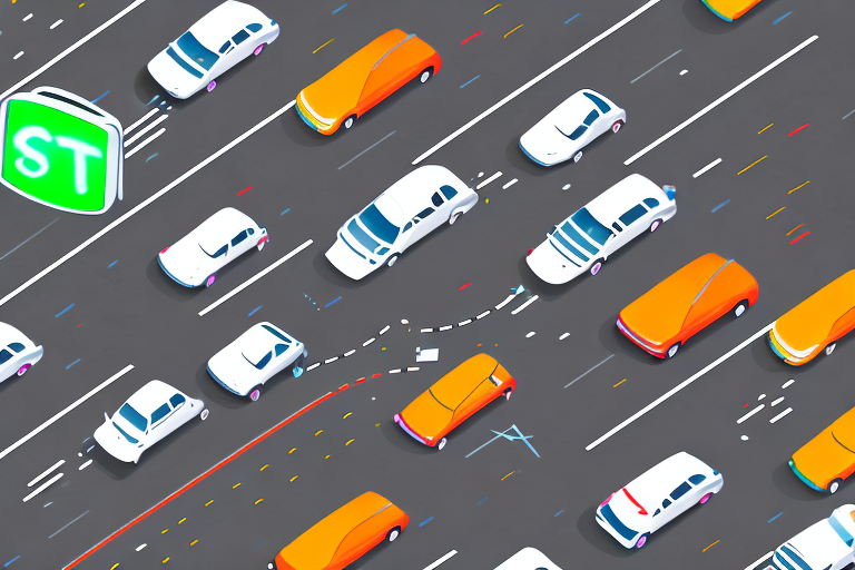 A busy city street with cars