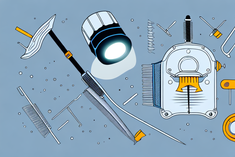 A car's foggy headlight with tools like a hairdryer