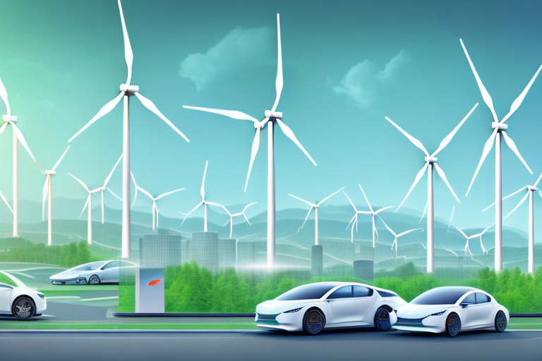 A futuristic cityscape in germany with electric cars driving on smart roads