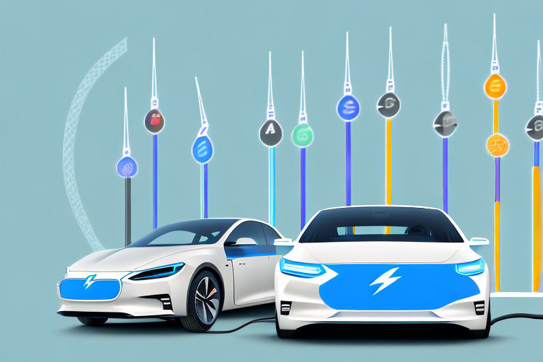 Various types of electric cars on a german landscape