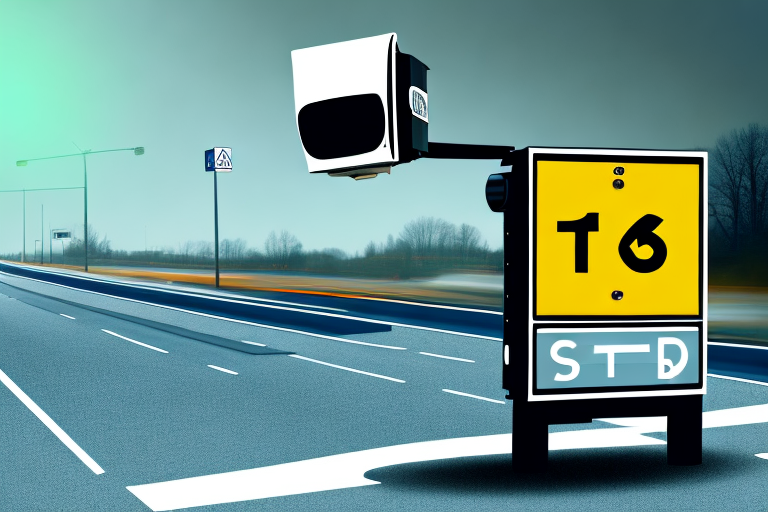 A speed camera on a busy road