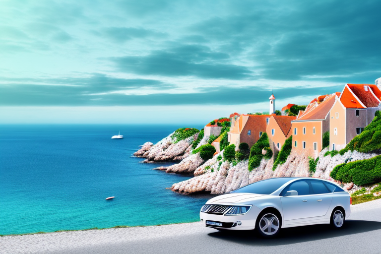 A car driving along a coastal road in croatia
