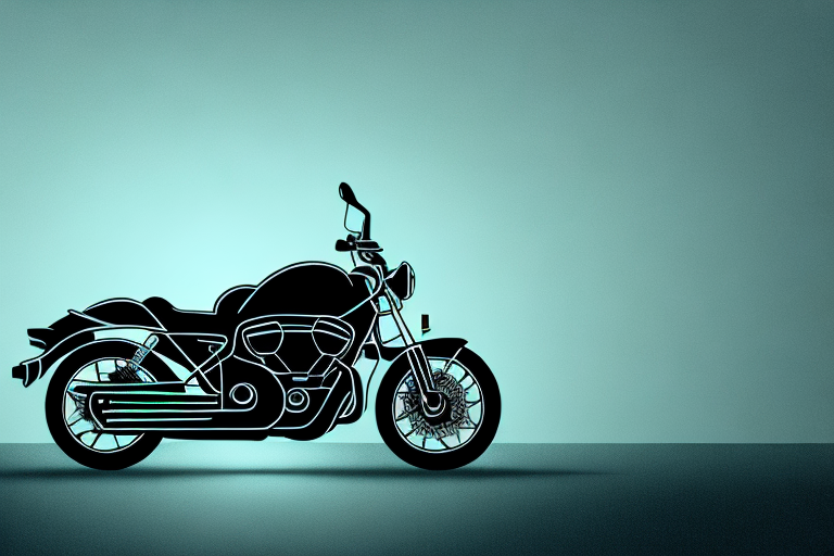 A motorcycle parked on a dimly lit road at dusk