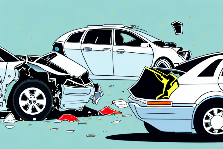 Three cars involved in a rear-end collision on a road