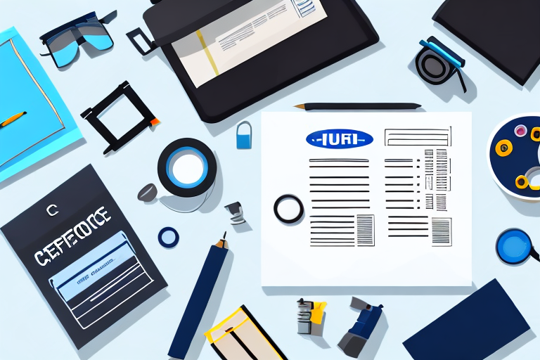 Various car parts and documents spread on a table