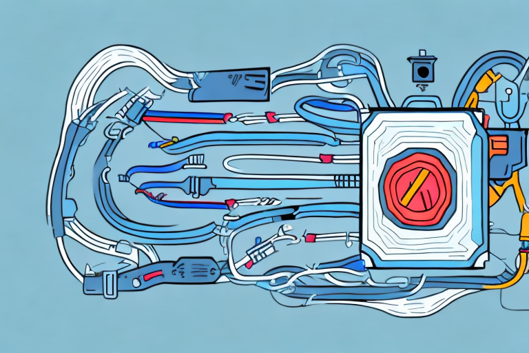 A car battery with jumper cables attached