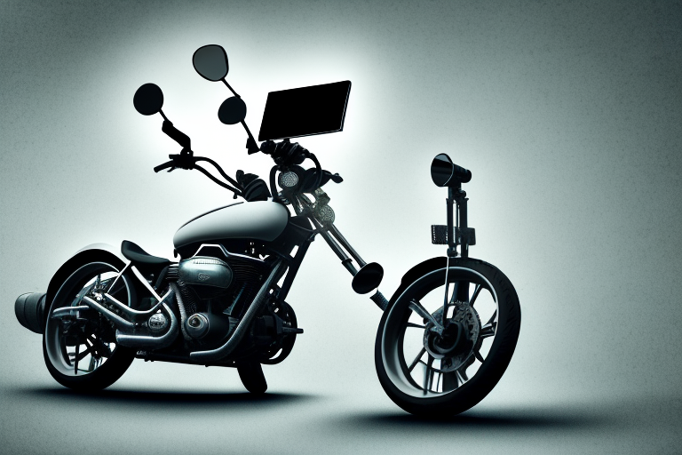 A motorcycle positioned in an interesting landscape