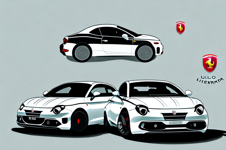 A scenic italian landscape with iconic italian cars like the fiat 500