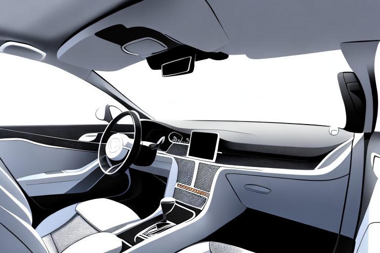 A car's interior highlighting the seats equipped with glowing heating elements