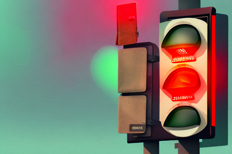 A traffic light showing a red light