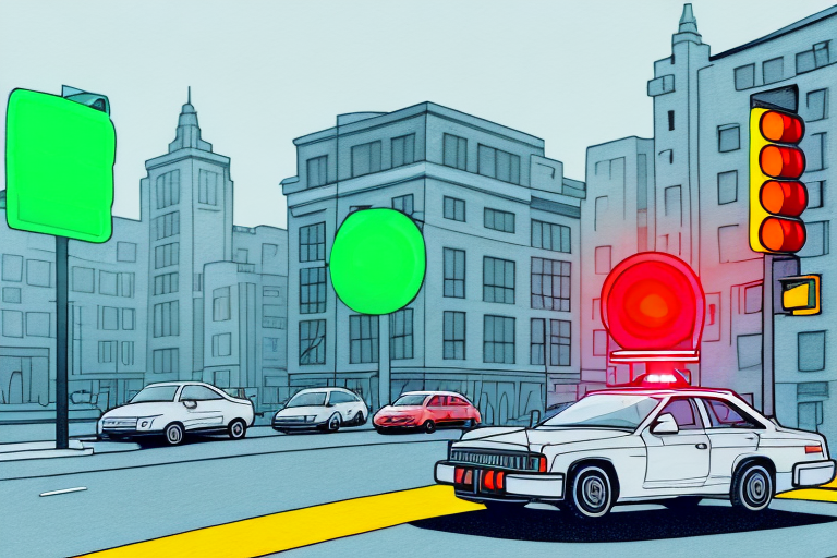 A traffic light on red
