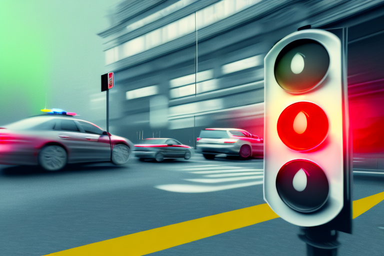 A traffic light showing red