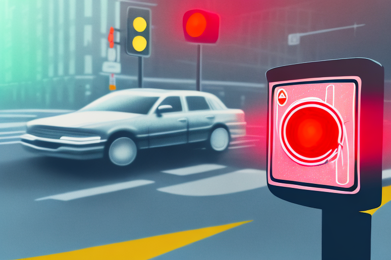 A car approaching a red traffic light at an intersection