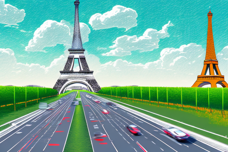 A typical french highway with speed limit signs