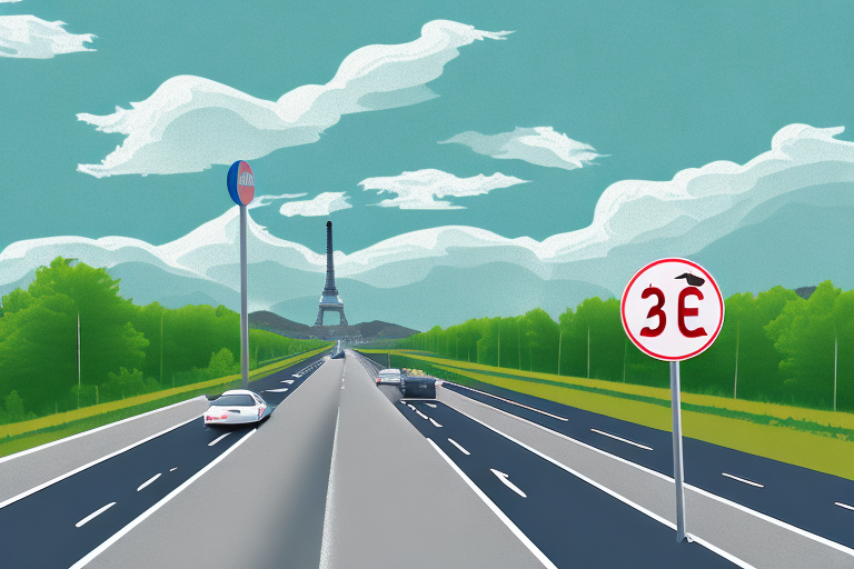 A french highway with speed limit signs