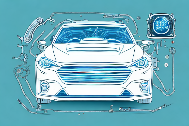 A car with various technical parts like engine