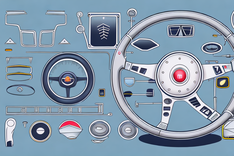 Various car parts like the steering wheel