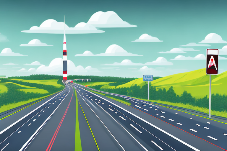 A danish landscape with a highway cutting through it