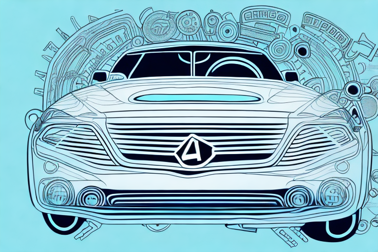 A car with numbered steps showing the correct order of starting a car