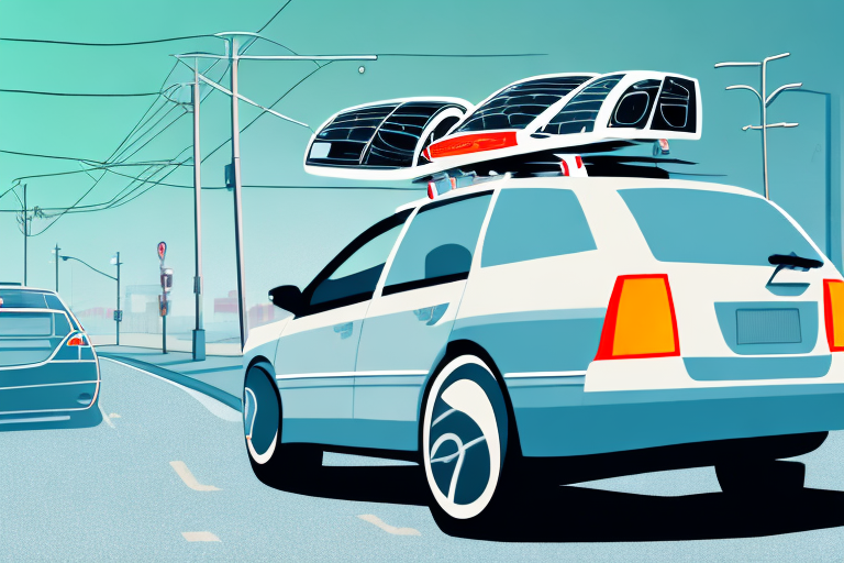 A bicycle rack attached to the back of a car