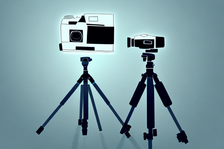 A camera on a tripod capturing a vibrant landscape with high dynamic range lighting