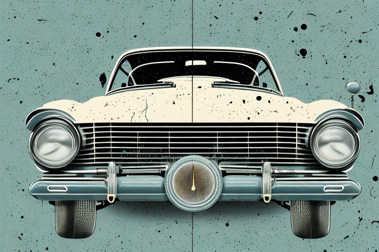 A vintage car partially restored