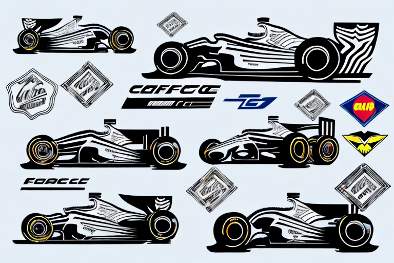 Various used racing vehicles such as formula 1 cars