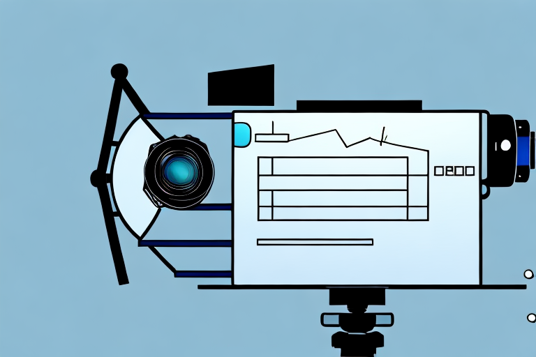 A camera on a tripod focusing on a scenic view