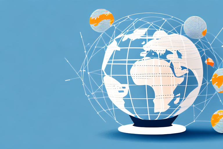 A car on a globe with dotted lines indicating its journey from one country to another