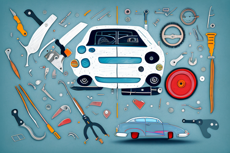 A car with visible signs of repair