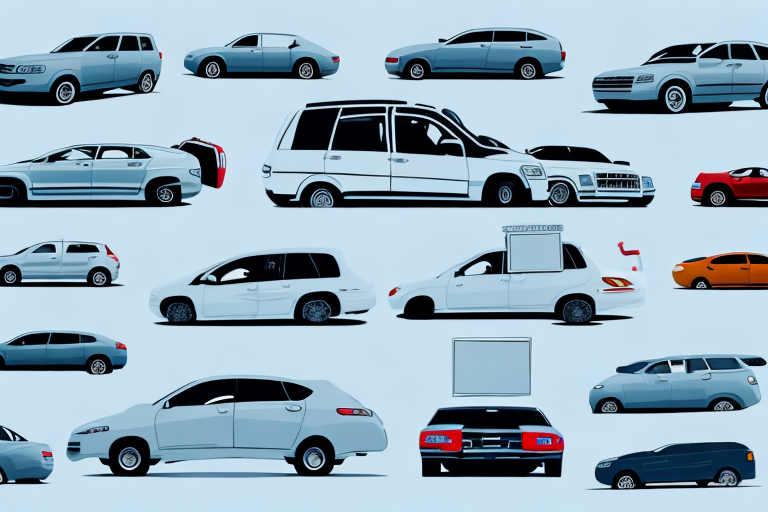 A variety of used cars with price tags hanging from their rearview mirrors