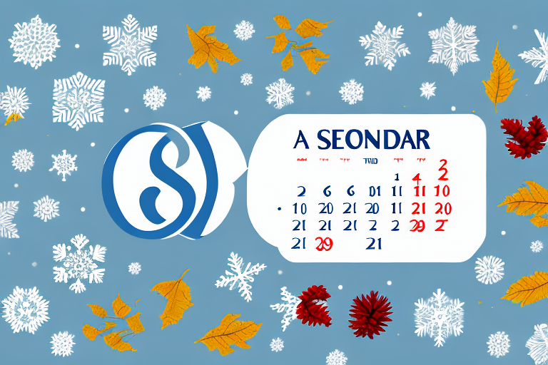 A calendar with various seasonal symbols (snowflake