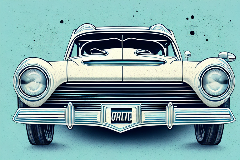 A vintage car with its hood open