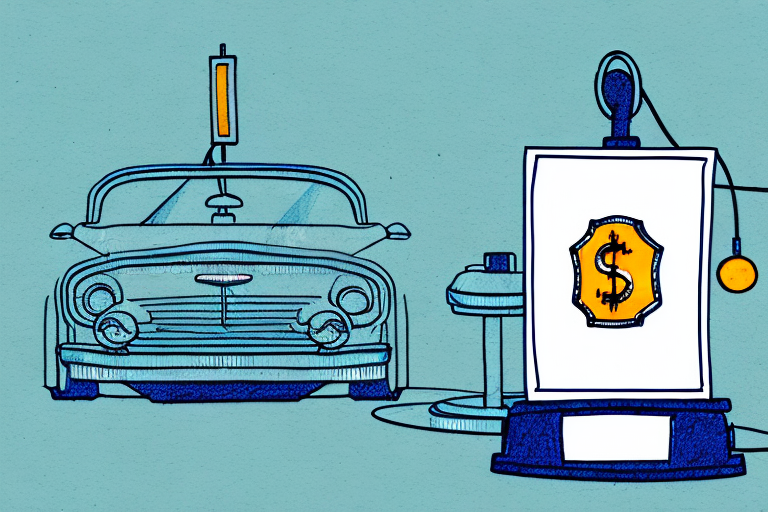 A car with a price tag hanging from the rearview mirror