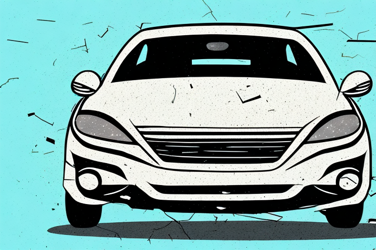 A damaged car with a "for sale" sign