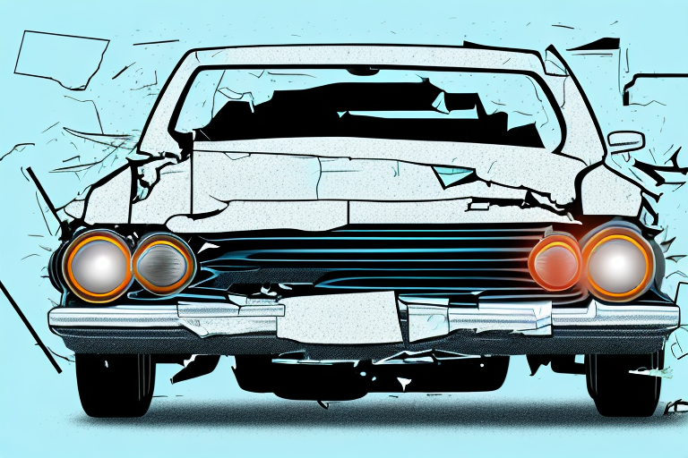 A damaged car with visible signs of a major accident