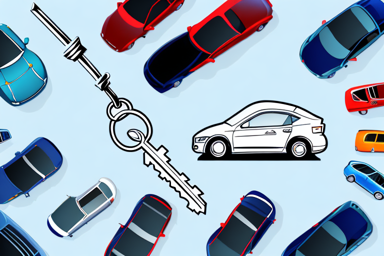 A car dealership with various types of cars