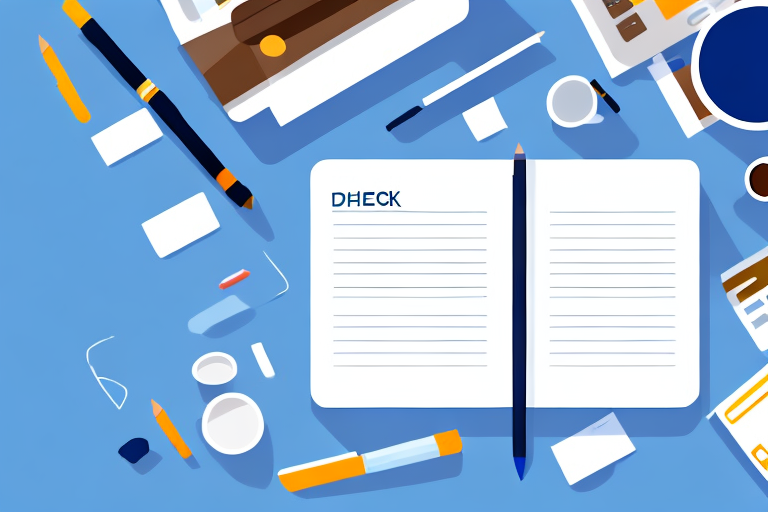 An open checkbook showing a few blank checks and the register section
