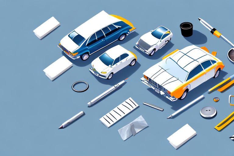 A car service booklet with a pen