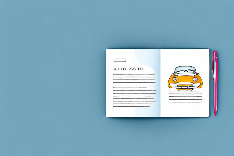 An open auto-service booklet with a pen lying on it