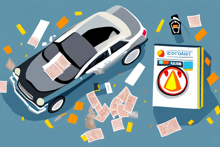 A car crash scene with a broken traffic light