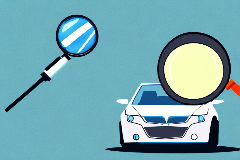 A car with a magnifying glass hovering over it