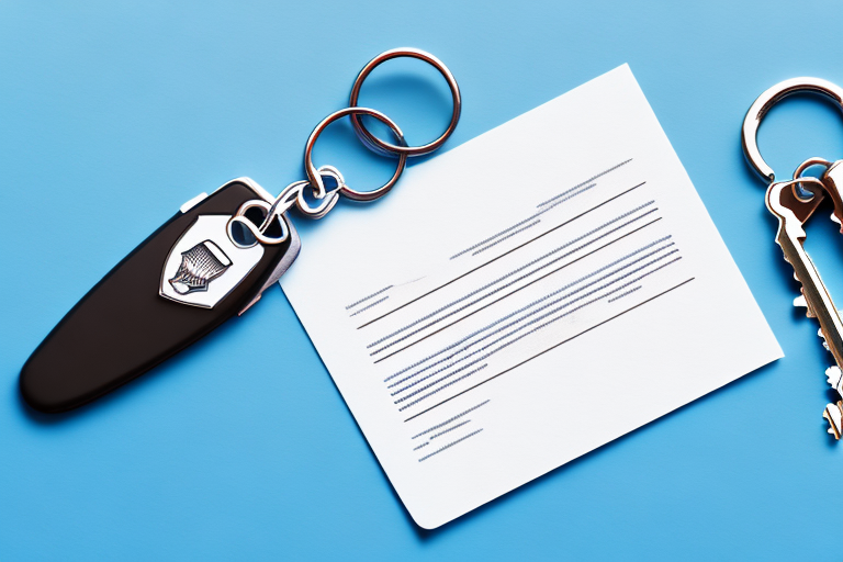 A car key next to a legal document