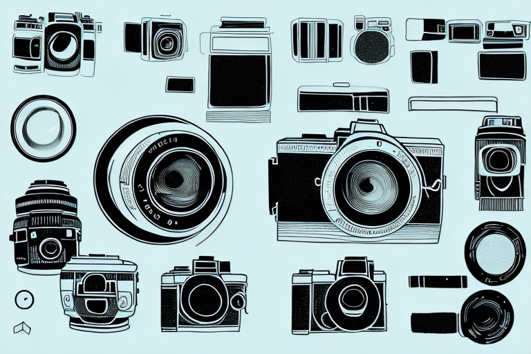 A camera with a detailed and magnified view of its lens