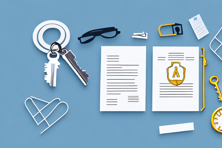 A car registration office with a symbolic key and a document