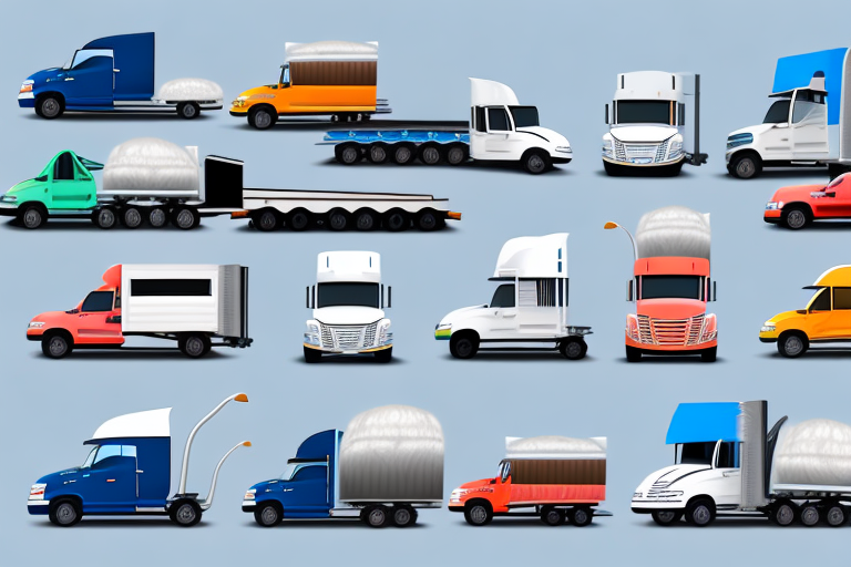 Various types of trucks parked in a dealership lot