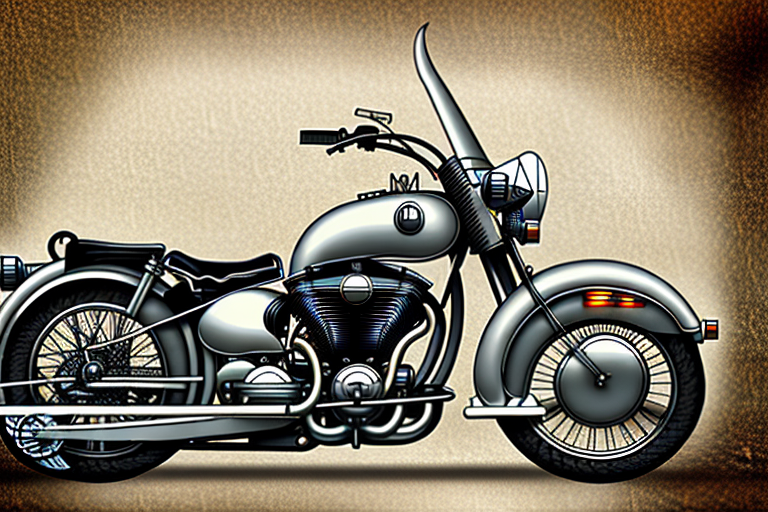 Vintage motorcycles in different styles and conditions