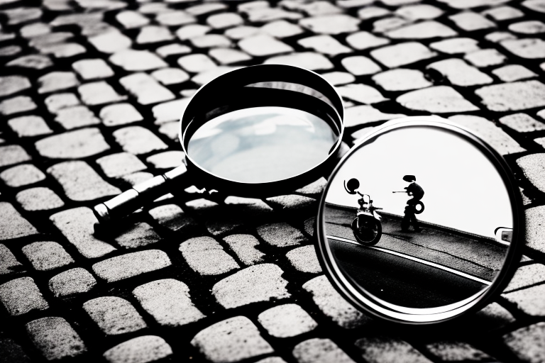 A vintage motorcycle parked on a cobblestone street